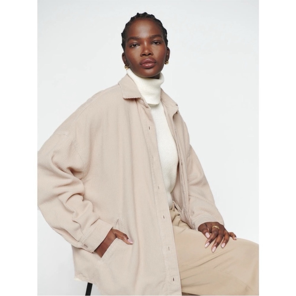 Reformation Layne Corduroy Jacket in Cement - Size Medium